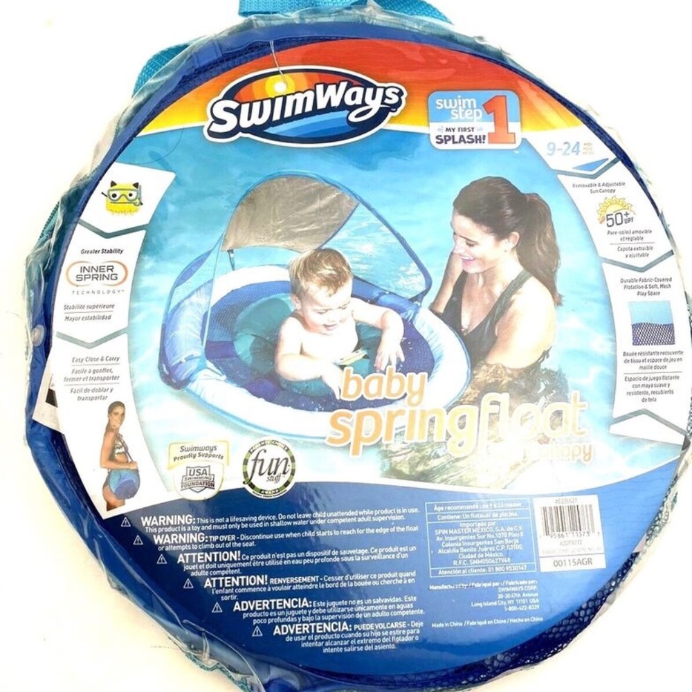 Baby Float Swimming Sun Canopy 9/24m children kids boys girls Carry case splash